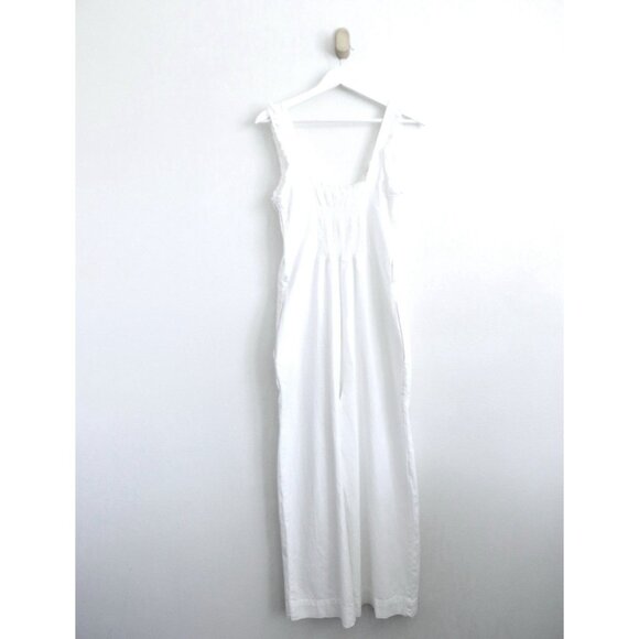 NEW! Zara Wide Leg Relaxed Fit Denim Jean Jumpsuit Fringe Detail White SZ M - Picture 7 of 10